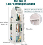 Rotating Bookshelf, 3-Tier Rotating Children's Bookshelf, 360° Revolving Display Floor Standing Bookshelves, Book Shelf Organizer for Kids Room White,16.14" x 16.14" x 37.4"