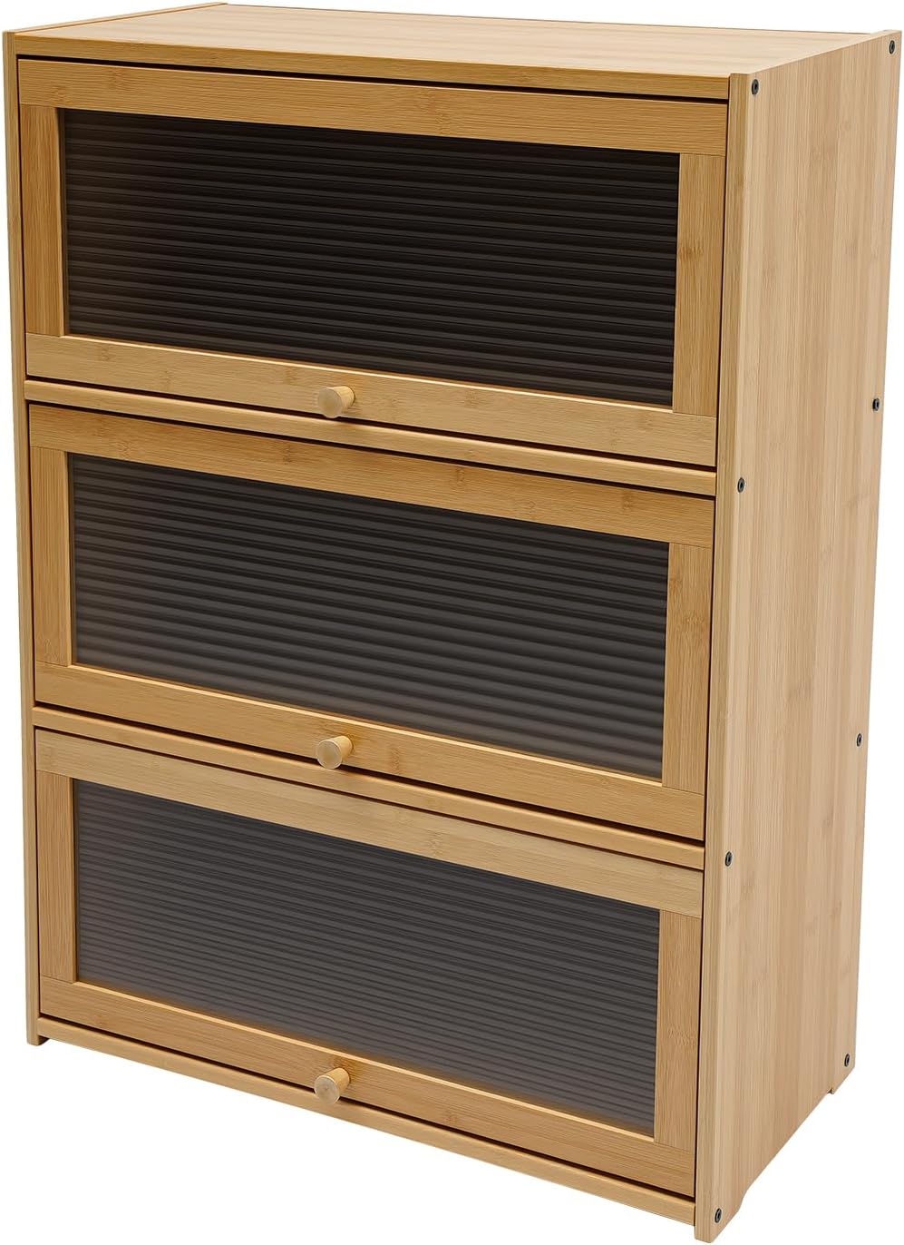3-Tier Kitchen Storage Cabinet, Countertop Pantry Sideboard with Clear Flip-U...
