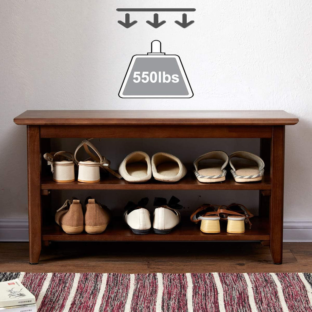 XKZG Shoe Rack Bench Wooden Shoe Storage Bench Entryway Bench, Brown, 23.6&qu...