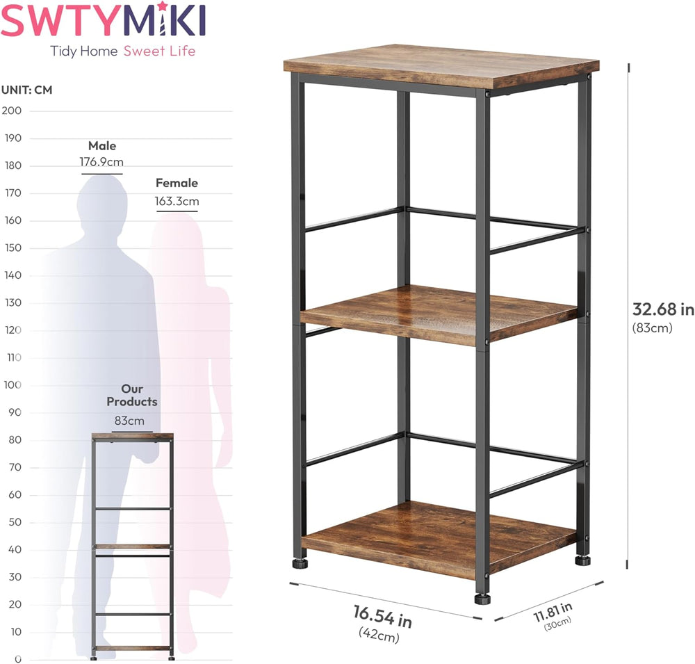 SWTYMIKI Coffee Bar Cabinet for Home - 3-Tier Sturdy Farmhouse Coffee Stand S...