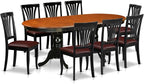 East West Furniture PLAV9-BCH-LC 9 Piece Dining Room Table Set Includes an Oval Kitchen Table with Butterfly Leaf and 8 Faux Leather Upholstered Dining Chairs, 42x78 Inch, Black & Cherry