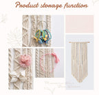 Mkono Macrame Bow Holder Hanging Hair Bow Organizer for Girls Hair Bows,Boho Wall Hair Clips Headband Storage Hanger for Baby Toddler Girls Room, Ivory (Clips and Other Props Not Included)