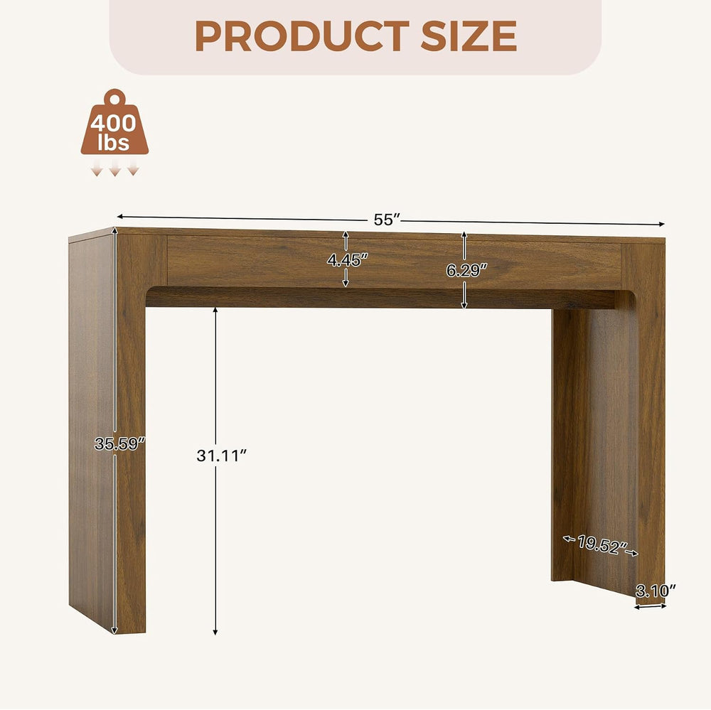Miereirl 55” Bar Table，Modern Counter Height Pub Table, Long Bar Dining Table...
