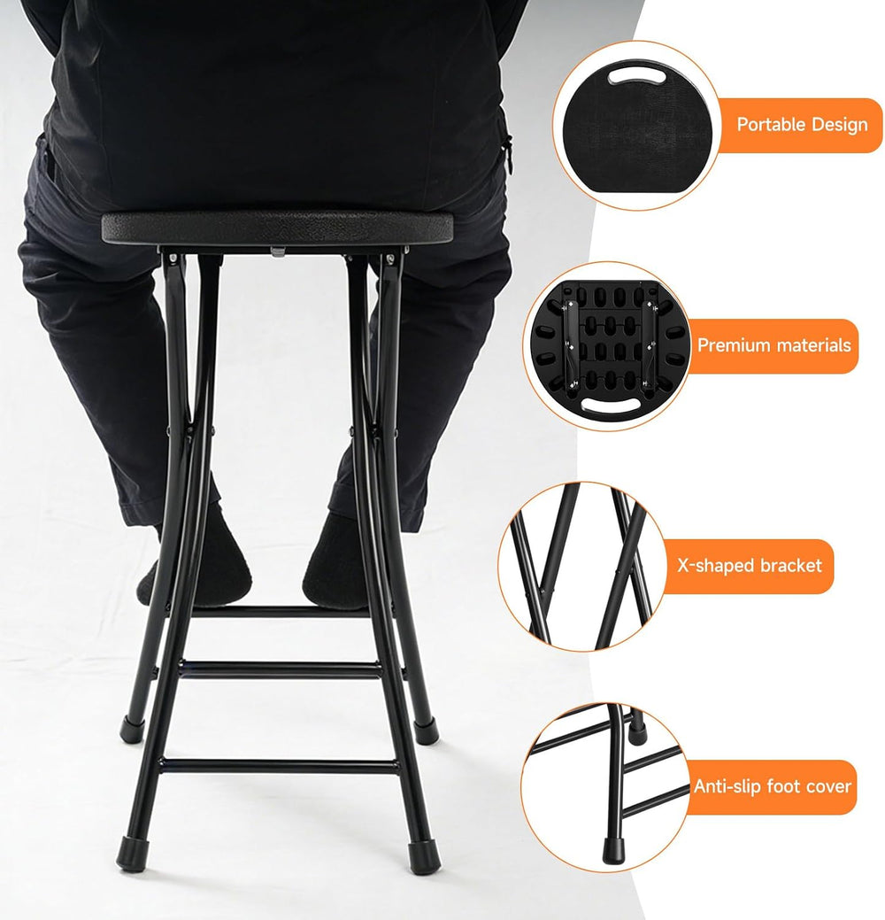LEDLAY24 Inch Folding Stool with Handle - 500LBS Capacity Portable Foldable S...