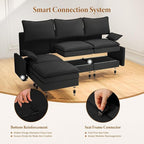 Vesgantti 142" Cloud Couch Sectional Modular Sofa, Comfy Sectional Couch with Ottoman Deep Seat Chenille L Shaped Sofa, Modular Couches for Living Room, Bedroom and Apartment, Black