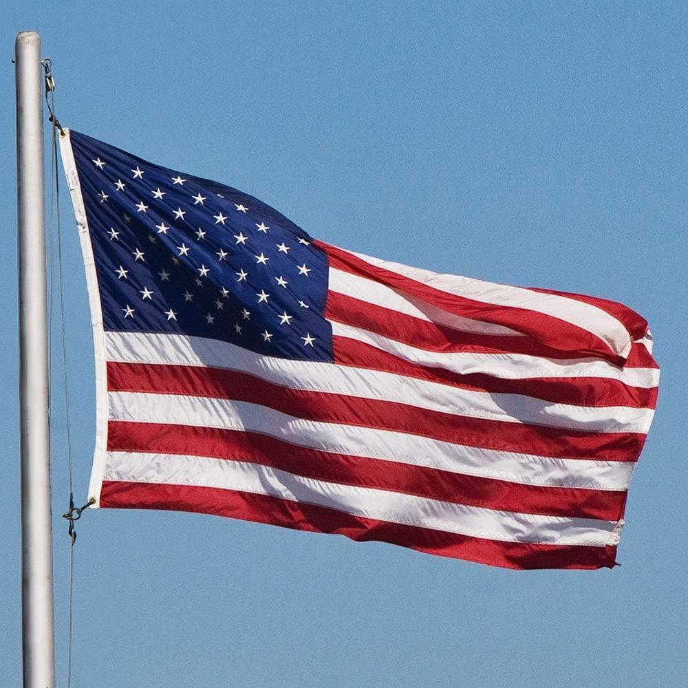 American Flag 5x8 FT Embroidered Stars, Sewn Stripes, Brass Grommets Polyeste...