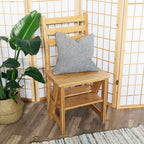 Innovative Creative Multi-Functional Bamboo Folding 3 Step Chair Stool, Reversible Portable Wooden Step Ladder Storage Shelf Use for Kitchen, Library, Garage, Office