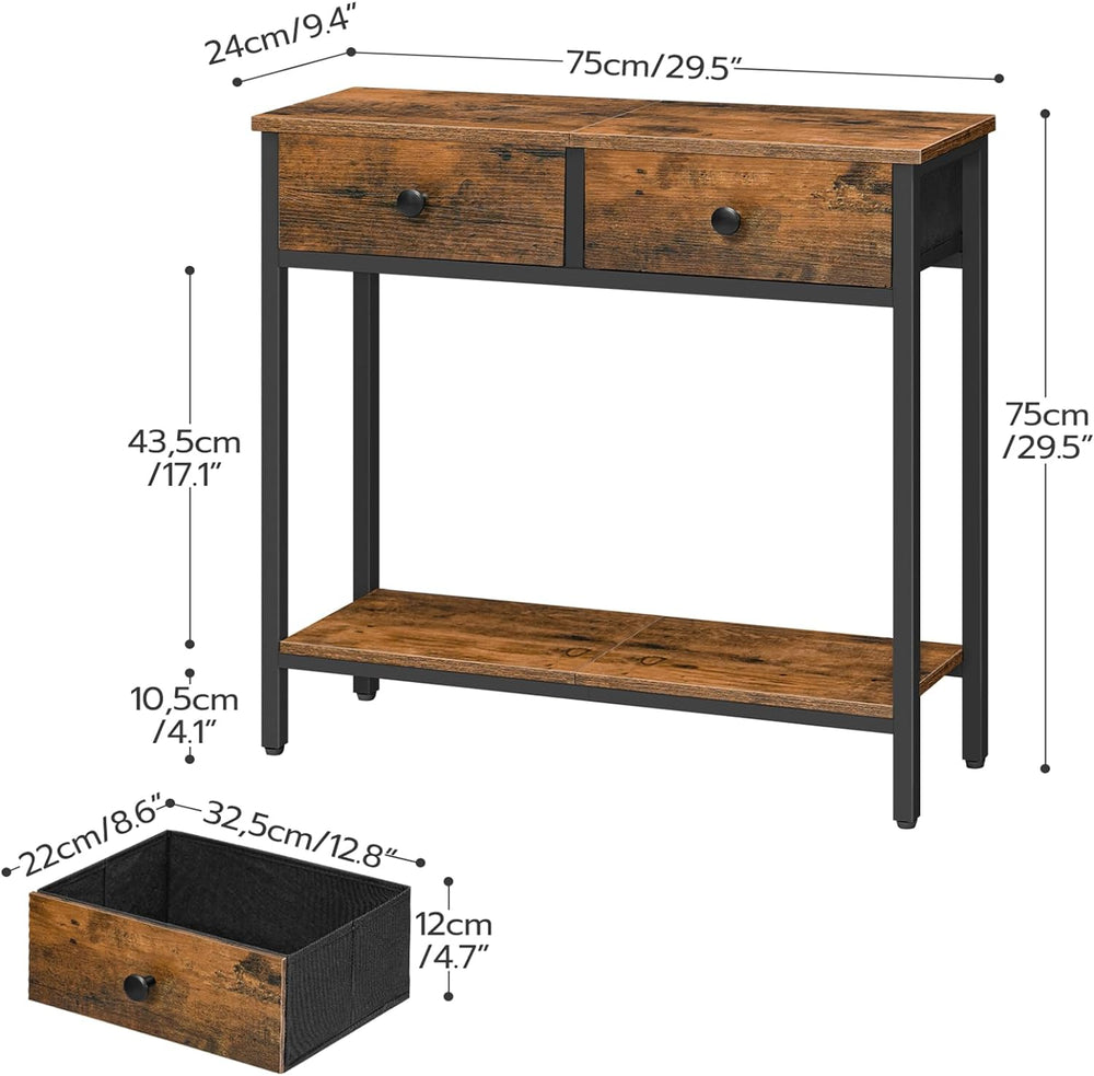 HOOBRO 29.5" Narrow Console Table with 2 Fabric Drawers, Small Entryway ...
