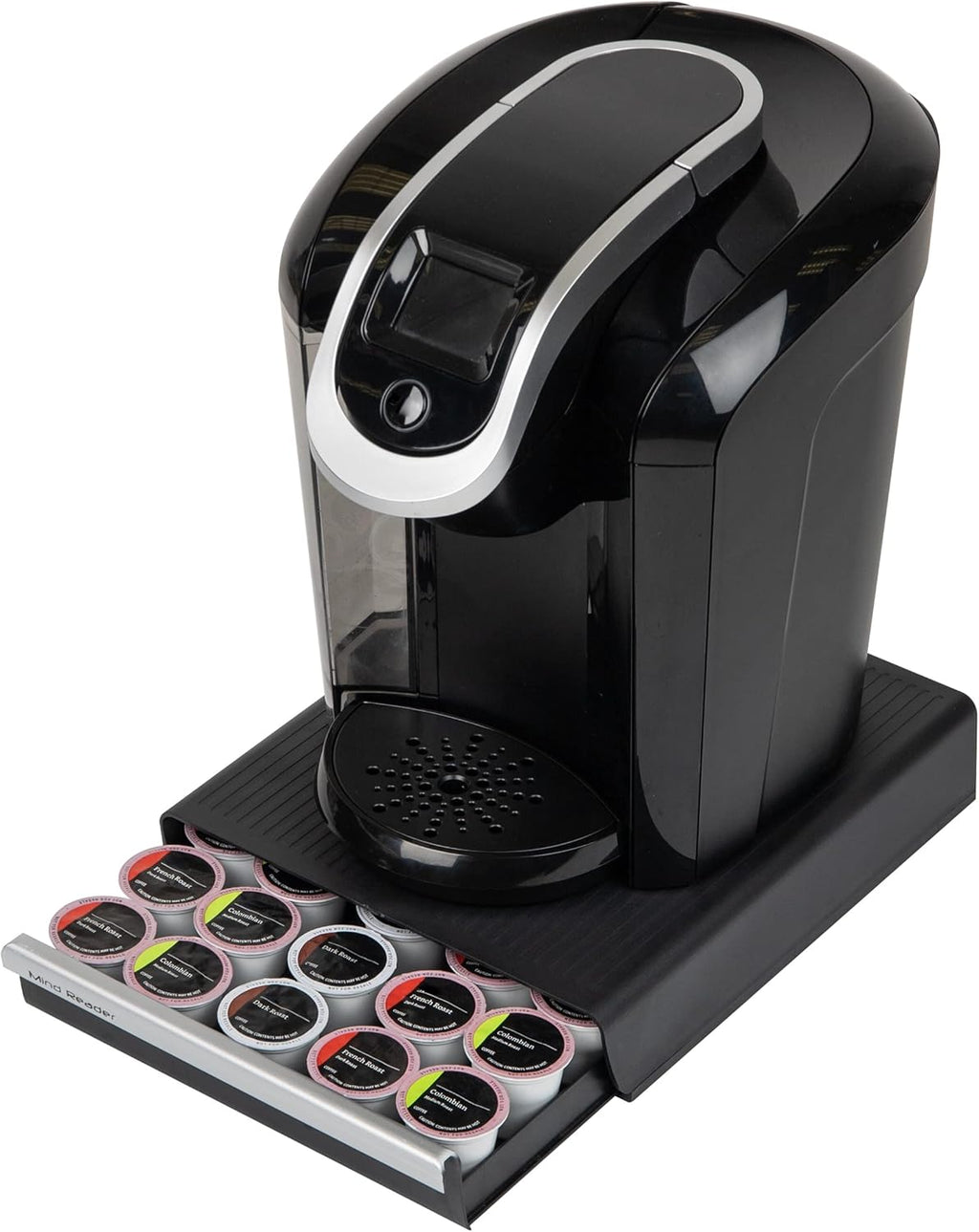 Mind Reader Single Serve Coffee Pod Drawer, 30 Pod Capacity, Countertop Organizer, 10.5"L x 12.75"W x 2.5"H, Black