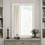36x24 Inch Farmhouse Rectangle Wall Mirrors with Wooden Frame, Rustic Decorative Rectangular Mirror for Living Room, Bedroom, Bathroom, Entryway - Vertical/Horizontal Hanging