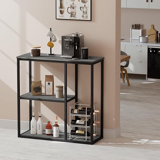 WOHOMO Console Table, 12 Inch Narrow Entryway Table with 3-Tier Storage Shelv...