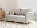 SITJOY 65" Faux Leather Modular Sectional Sofa with Storage, Mid Century Modern Sectional Couches for Living Room, Soft Padded Armrests, Loveseat Sofa, Greige