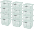 Sterilite Laundry Basket, Plastic Clothes Hamper, Large Square Bin with Comfort Grip Handles and Reinforced Rim, 1.5 Bushel Capacity, Mint, 12 Pack