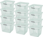 Sterilite Laundry Basket, Plastic Clothes Hamper, Large Square Bin with Comfort Grip Handles and Reinforced Rim, 1.5 Bushel Capacity, Mint, 12 Pack