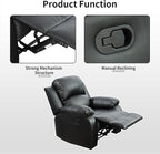 Manual Recliner Sectional Sofa Set, Bonded Leather L-Shaped Living Room Furniture Sets, Reclining Sectional Corner Couch and 2 Reclining Chairs Set for Home Office (Black, Sectional + 2 Chairs)