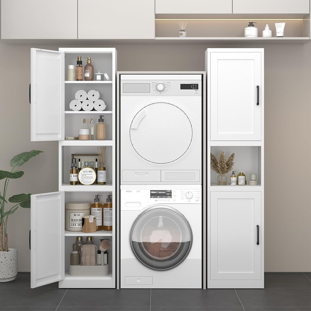 67" Tall Slim Pantry Cabinet, Narrow Bathroom Storage Cabinet | Metal Sk...