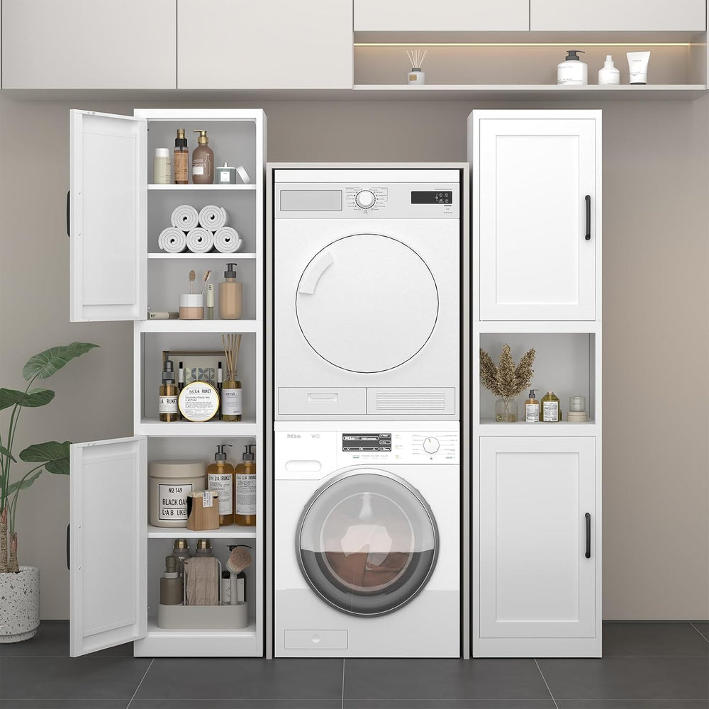 67" Tall Narrow Bathroom Storage Cabinet, Slim Metal Cabinet with Doors ...