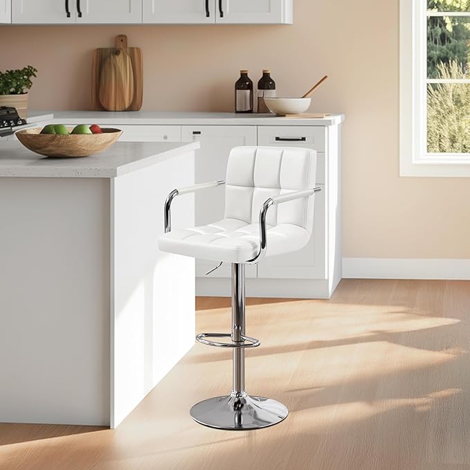 Yaheetech Bar Stools, PU Leather Adjustable Swivel Barstools, Hydraulic Kitch...