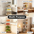 4 Tier Triangle Acrylic Rolling Storage Cart, Barhroom Corner Shelf, Slim Rolling Storage Cart for Bathroom,Living Room, Kithcen, Office Storage and Organization (Clear)