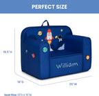Delta Children Personalized Mix & Match Cozee Kids Chair with Interchangeable Patches, Space