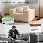 Single Cloud Sofa, No Assembly Required, High Backrest Wider Armrest Giant Bean Bag Chair, Foam Boneless Oversized Space Couch, Comfy Furry Pillowed Sofa for Living Room Bedroom Apartment Dorm Office