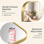 Gold Bathroom Mirror, 24x36 Inch Aluminum Frame Rectangle Mirror, Anti-Rust, Tempered Glass, Wall Mirror for Over Sink, Vanity, Bedroom, Entryway, Horizontal/Vertical