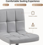 Yaheetech Bar Stools Set of 2, PU Leather Adjustable Barstools, Modern Counter Stools with Back and Footrest, Counter Height Barstools for Bar, Kitchen, Dining Room, Light Gray