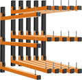 Lumber Rack Wall Mount, Heavy Duty Wood Storage Racks, 9-Level System Garage Shelving, 1080 Lbs Capacity Organizer Shelves, Folding Orange Brackets, 6 Pack Hanging Metal Shelf for Indoor and Outdoor