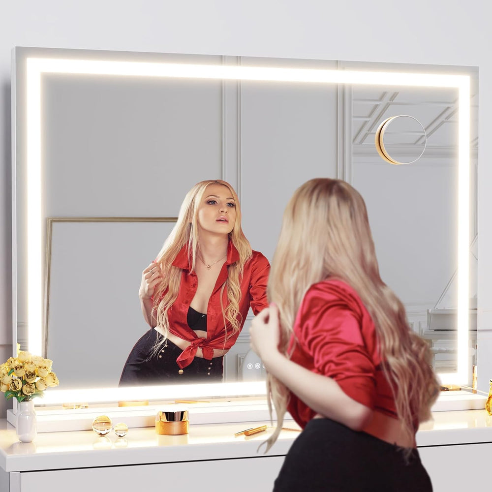Gvnkvn Makeup Vanity Mirror with Lights 32" x 24" Large LED Makeup ...