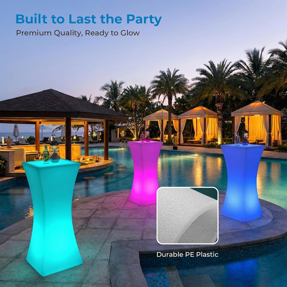 42" H LED Bar Table with Remote Controls, Rechargable Light Up Cocktail ...