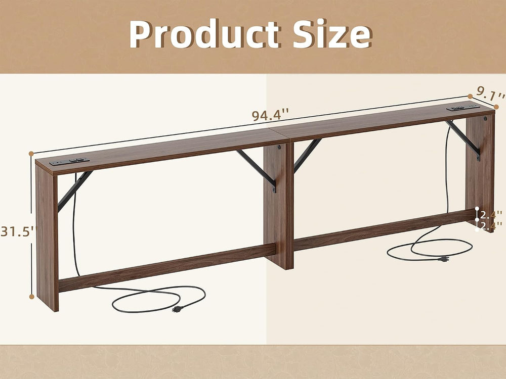 TIQLAB 9.1 Inch Narrow Console Table with Power Outlet,Sofa Table Set of 2，To...