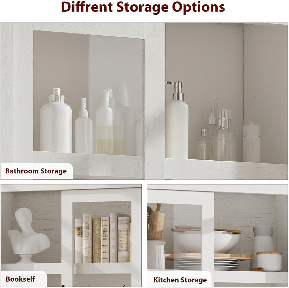 Farmhouse Kitchen Pantry Storage Cabinet, 70.5" Tall Wood Cupboard with ...