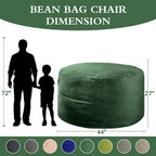 4FT Bean Bag Chair, Bean Bag Chairs for Adults and Kids, Fluffy and Comfy Bean Bag with Velvet Cover, Bean Bag with Memory Foam Filled for Gaming, Living Room, Playroom (Green)