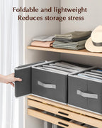 Clothes Organizers and Storage - Fabric Jeans Organizer with Handles, Foldable Drawer Dividers for Clothes, Closet Shelf Organizer for Shirts, Bra, Sweater, Scarf, 6 Pack, Dark Grey