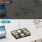 Marbrasse 2Pack Desk Drawer Organizer, Metal Mesh Drawer Organizer Tray with 5 Adjustable Compartments,Desk Organizers and Accessories for Home,Office,Kitchen,Makeup,Vanity (Black)