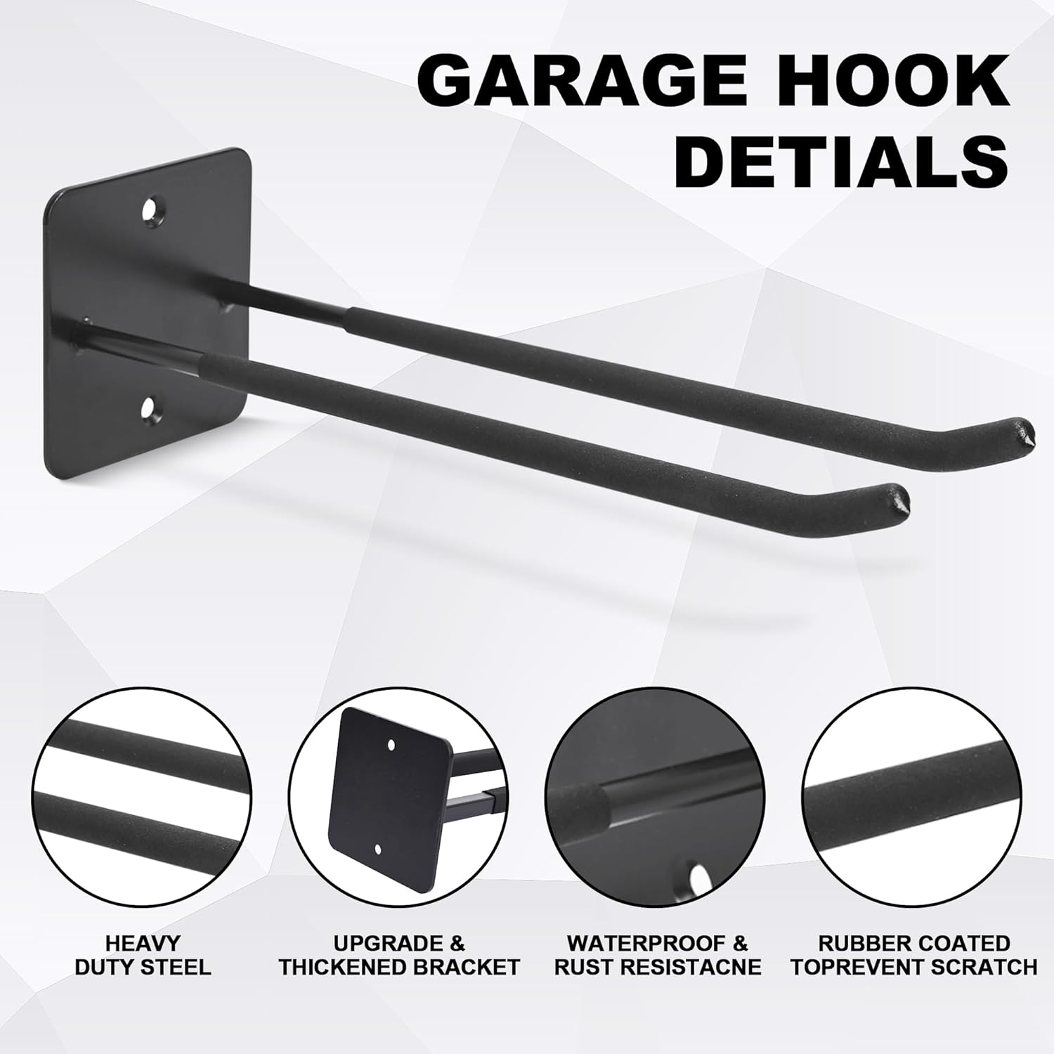 Large Garage Hooks Heavy Duty - 4 Pack 12.2" Long Garage Storage Utility Hooks, Wall Mount Ladder Hanger, Garage Organizer for Hanging Tool, Chairs, Hoses, Garden Tool, Bulk Items, Ropes, etc.