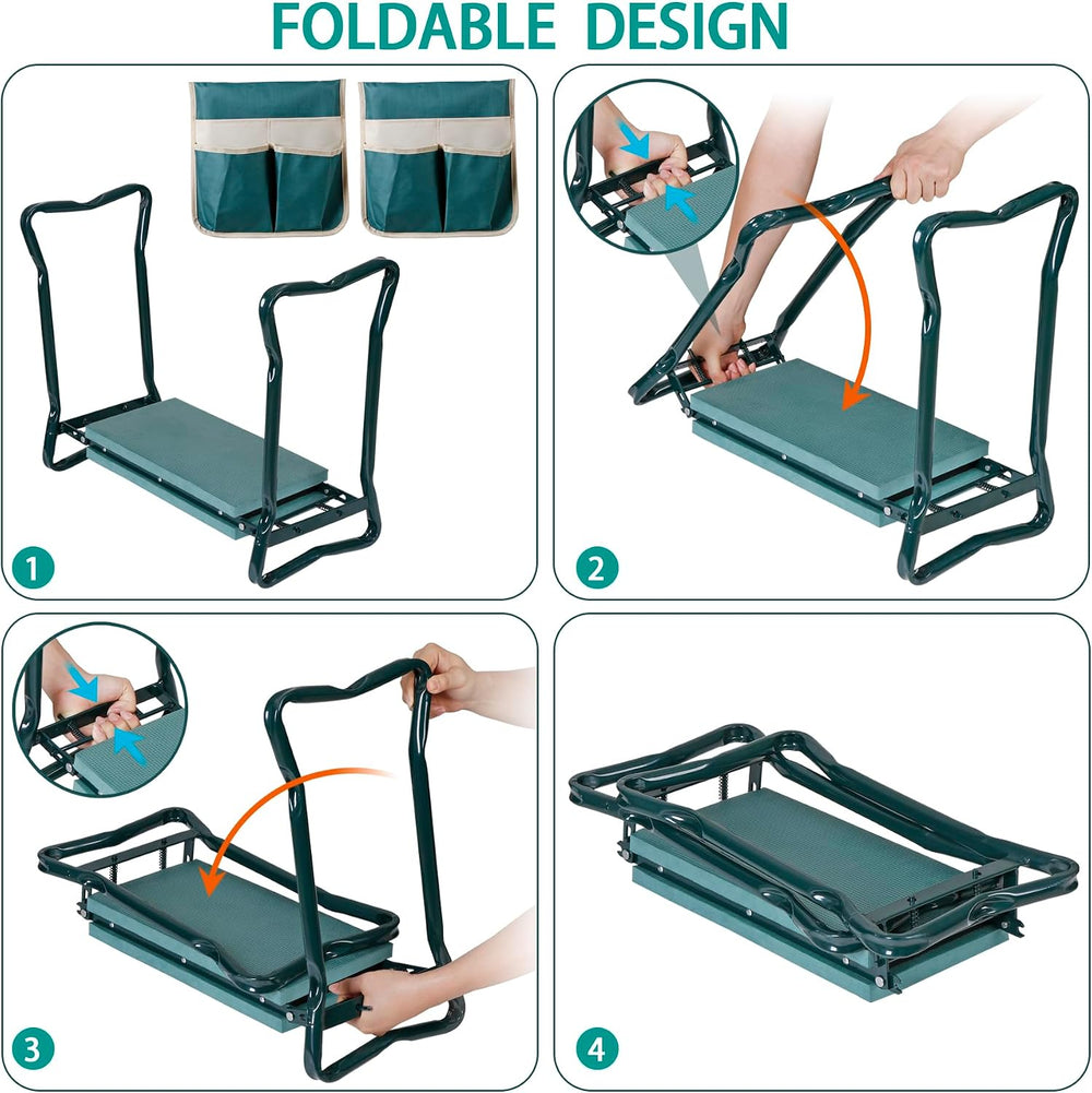 HomGarden Upgraded Folding Garden Kneeler Seat Bench Stool w/Thicken & Wi...