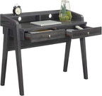Convenience Concepts Newport Deluxe 2-Drawer Desk with Shelf, Weathered Gray
