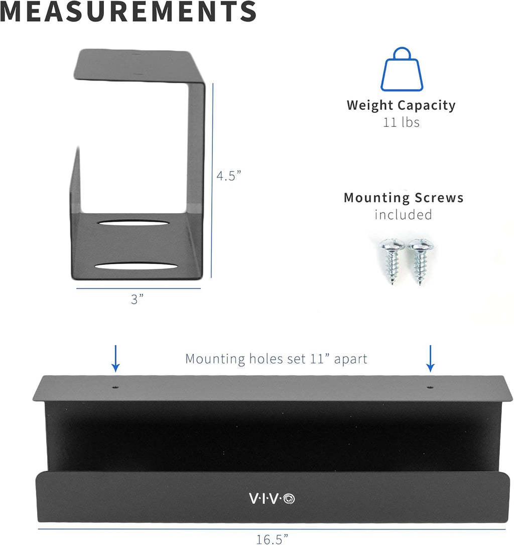 VIVO Under Desk 17 inch Cable Management Tray, Power Strip Holder, Cord Organizer, Wire Tamer for Office and Home, Black, DESK-AC06-1C