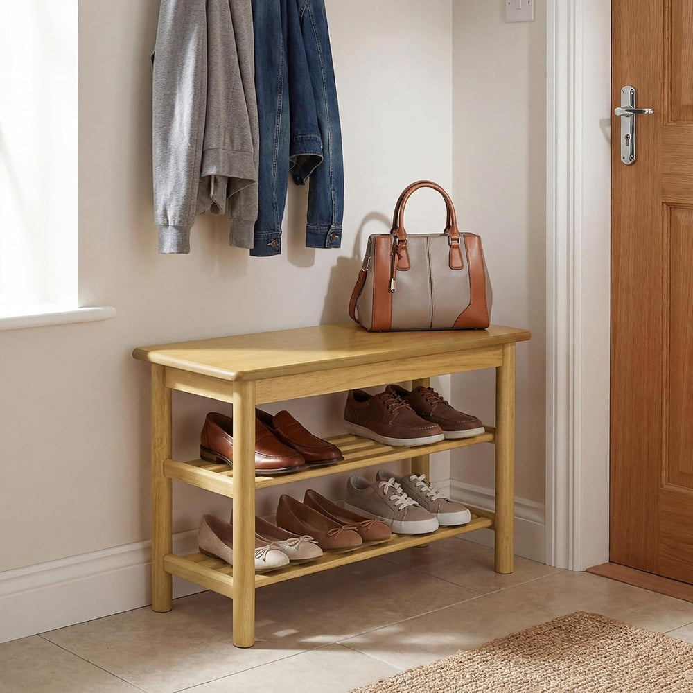 Giantex Shoe Rack Bench, 3-Tier Entryway Bench with Slat Shelves, Wooden Shoe...
