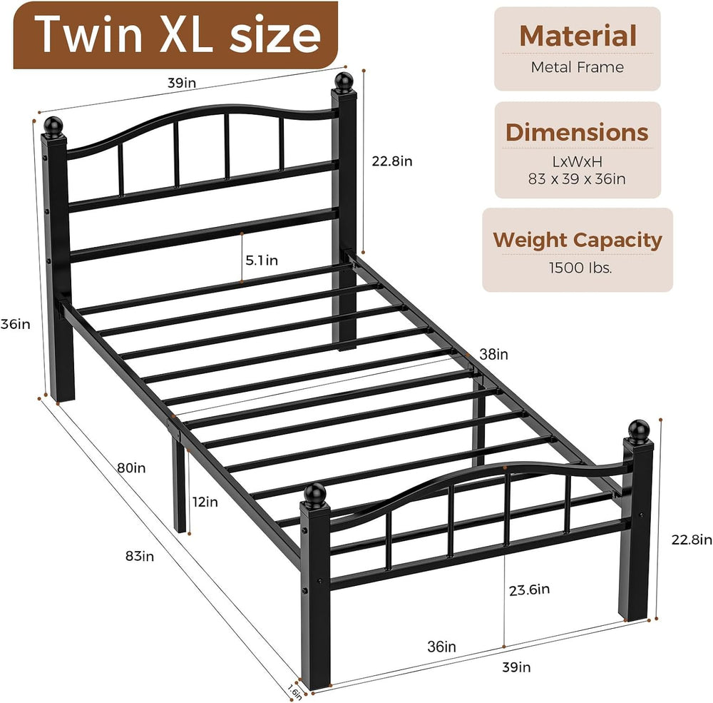 Metal Twin XL Bed Frame with Headboard