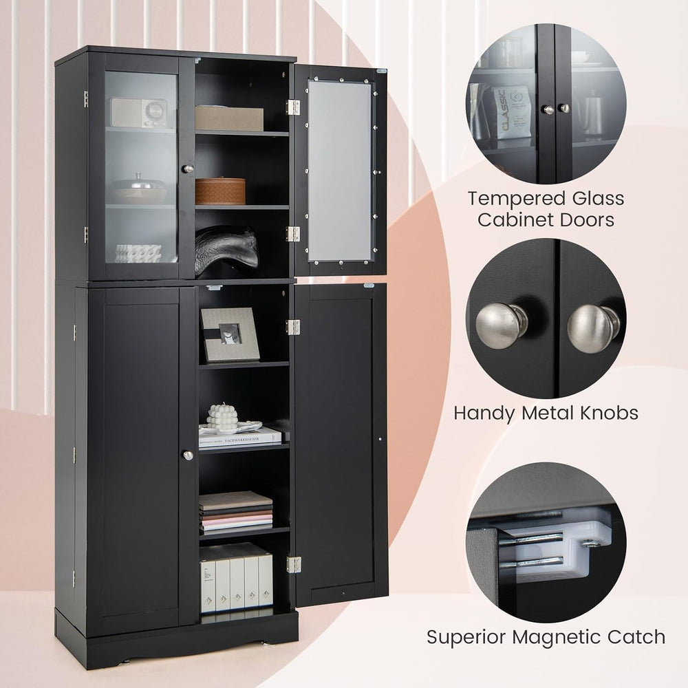 LOKO 63.5" Tall Kitchen Pantry Storage Cabinet, Freestanding Food Storag...