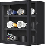 TJ.MOREE 9-Slot Watch Display Case, Wall Mount Wooden Watch Box, Vertical Storage Men’s Watch Box