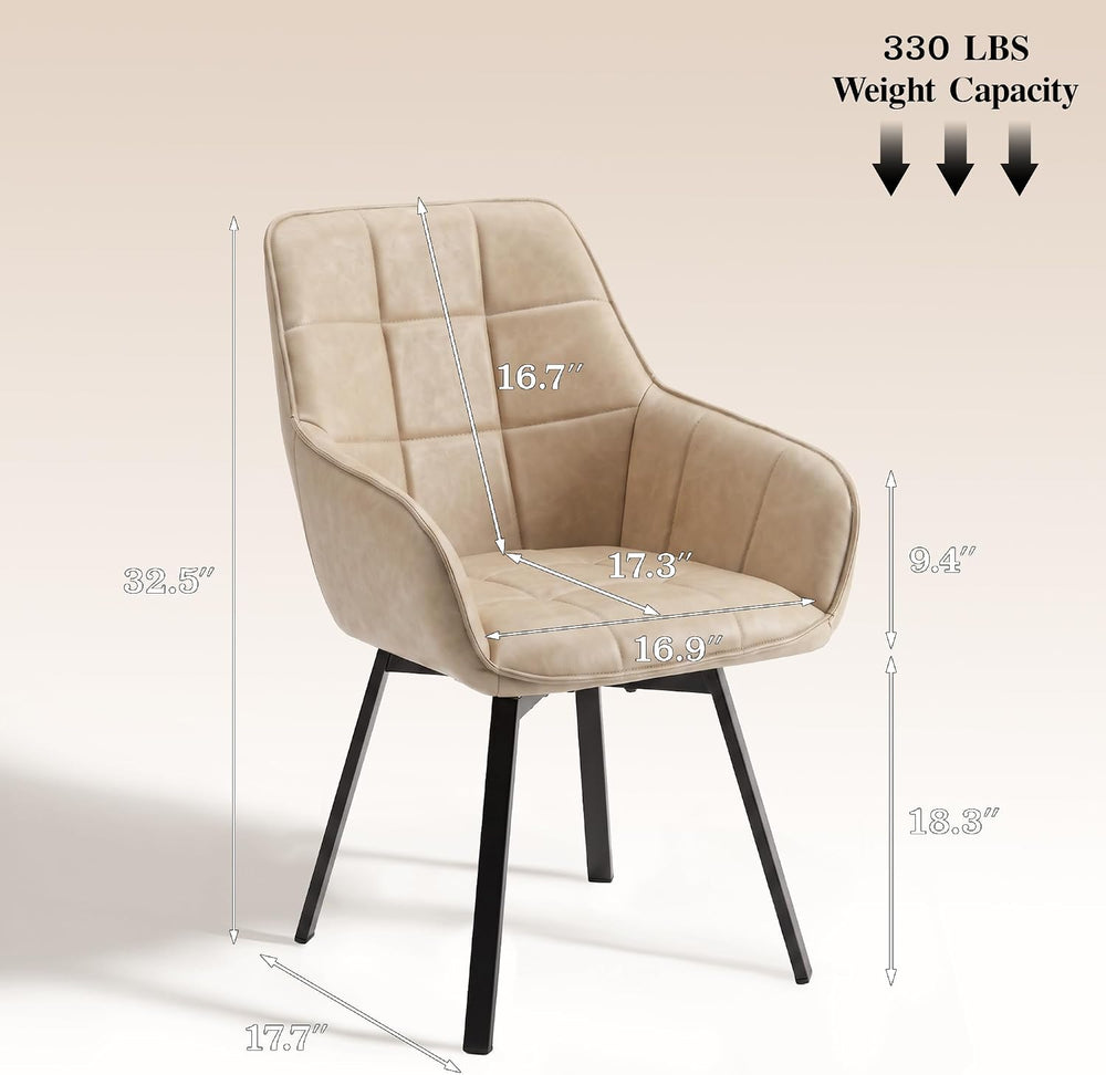 TUKAILAi Swivel Dining Chairs Set of 2, Faux Leather Dining Chairs with Arms ...