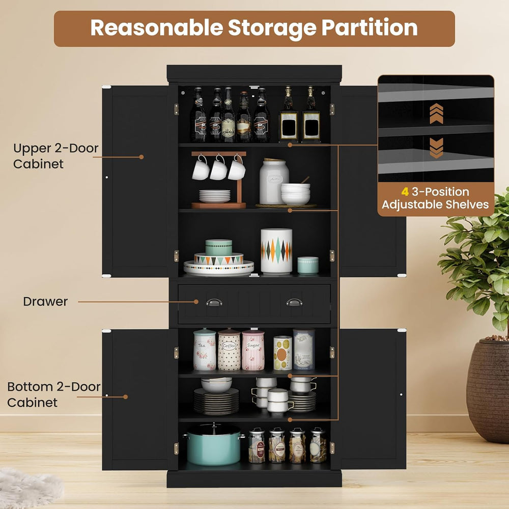 Giantex Pantry Organizers and Storage, 72" Tall Kitchen Cabinet with 2-D...