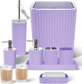 Bathroom Accessories Set - Gorgeous Purple Bathroom Set, 10PC Bathroom Accessory Set, Toilet Brush, Trash Can & Soap Dispenser