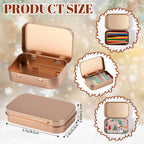 Hotop 3 Pack Metal Rectangular Empty Hinged Tins 3.75 x 2.45 x 0.8 Inch Box Containers with Lids Mini Portable Box Small Storage Kit, Home Organizer (Rose Gold)