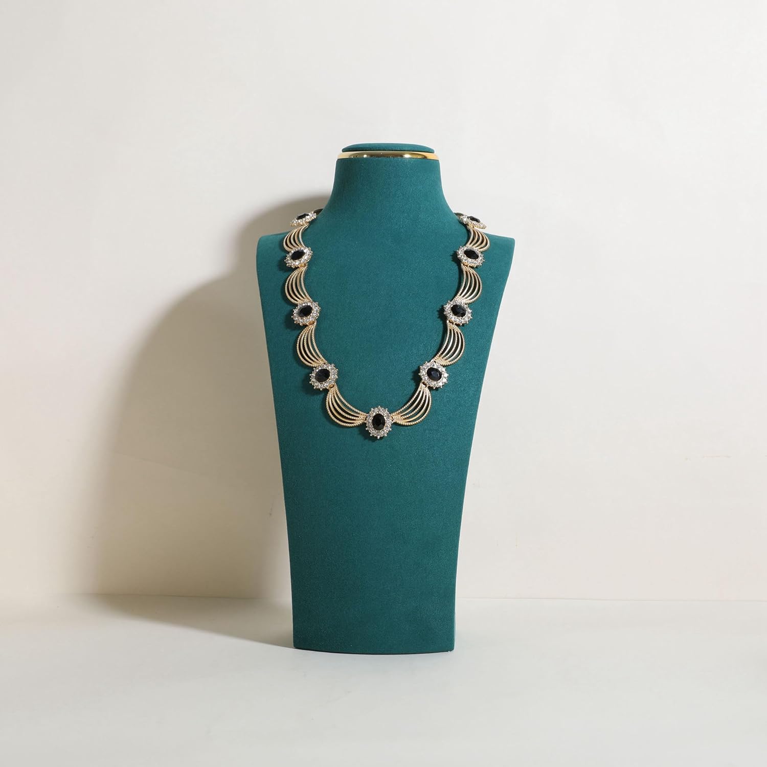 velvet necklace display stand, necklace display holder for selling, bust jewelry display, necklace mannequin display stand【Green-Large】