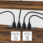 HOOBRO TV Stand with Power Outlets to 75 Inches, TV Console Table with Open Storage Shelves Cabinet, Industrial Media Entertainment Center for Living Room Bedroom, Rustic Brown and Black BF60DS01