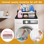 Washer and Dryer Countertop with Retractable Shelf and Silicone Mat, Universal Front Load Washer and Dryer Countertop Set, Washer Dryer Shelf with Mat for Laundry Room Organization (14-25 Inch)